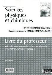 Sc Physiques Chimiques 1e/Terminale Bac Pro (Pochette) Cme6/Cme7/Sl5/T8 Professeur 2010