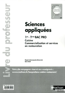 Bertrand.pt - Sciences Appliquees 1ere/Terminale Bac Pro Cuisine Et Csr Professeur 2012