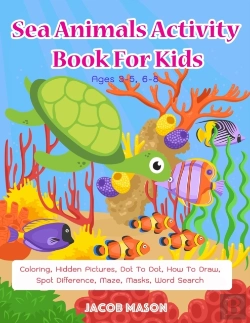 Bertrand.pt - Sea Animals Activity Book For Kids Ages 3-5, 6-8