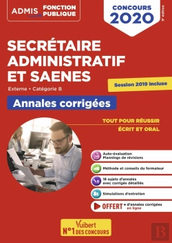 Bertrand.pt - Secrétaire Administratif Et Saenes ; Externe, Catégorie B ; Annales Corrigées (Édition 2020)