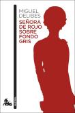Señora De Rojo Sobre Fondo Gris