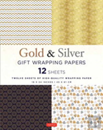 Silver & Gold Gift Wrapping Papers - 12 Sheets