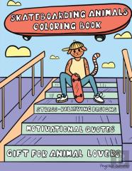 Skateboarding Animals Coloring Book