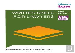 Sqe2 Written Skills For Lawyers 5e