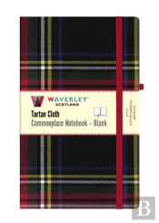 Stewart Modern Black Tartan Hardback Blank Notebook: Large 21cm X 13cm
