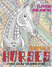 Stress Relief Coloring Books Flowers And Animal - Animals - Horses