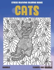 Stress Relieving Coloring Books Flowers And Animals - Animals - Cats
