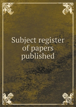 Bertrand.pt - Subject Register Of Papers Published