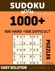 Sudoku Book For Adults 1000+500 Hard +500 Difficult P U Z Z L E S Easy Solution Luxury Publication