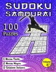 Sudoku Samourai, 100 Puzzles, Niveau Facile, Niveau Moyen, Solutions Incluses, Volume 3
