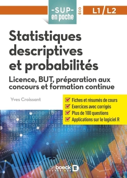 Bertrand.pt - Sup En Poche : Statistiques Descriptives Et Probabilités ; Licence 1, Préparation Aux Concours Et Formation Continu