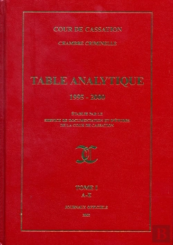 Bertrand.pt - Table Analytique (1995-2000) T.1 ; A-E ; Cour De Cassation, Chambre Criminelle
