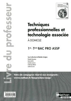 Bertrand.pt - Techniques Professionnelles Technologie Associee (Poch)1e/Terminale Bpro Assp Opt Domic - Professeur 2012