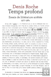 Temps Profond ; Essais De Littérature Arrêtée, 1977-1984