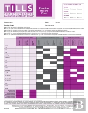 Test Of Integrated Language And Literacy Skills (Tills) Examiner Record Form