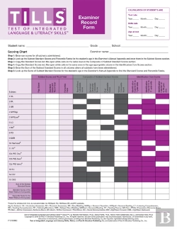 Bertrand.pt - Test Of Integrated Language And Literacy Skills (Tills) Examiner Record Form