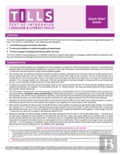Test Of Integrated Language And Literacy Skills (Tills) Quick Start Guide