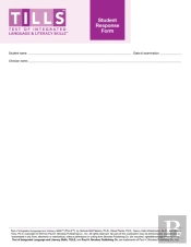 Test Of Integrated Language And Literacy Skillsâ® (Tillsâ®) Student Response Form