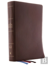 The Nkjv, Open Bible, Brown Genuine Leather, Red Letter, Comfort Print