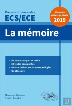 Bertrand.pt - Thème De Culture Générale ; La Mémoire ; Prépas Commerciales Ecs/Ece (Édition 2019)