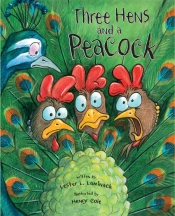 Three Hens And A Peacock