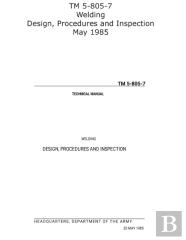 Tm 5-805-7 Welding Design, Procedures And Inspection May 1985