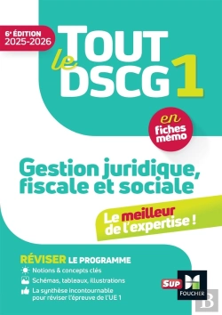 Bertrand.pt - Tout Le Dscg 1 : Gestion Juridique Fiscale Et Sociale ; En Fiches Mémo (Édition 2025/2026)