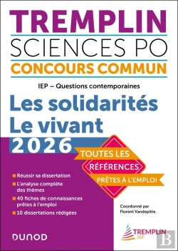 Bertrand.pt - Tremplin Sciences Po : Iep ; Questions Contemporaines ; Les Solidarités - Le Vivant (Édition 2026)