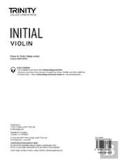 Trinity College London Violin Exam Pieces From 2020: Initial (Part Only)