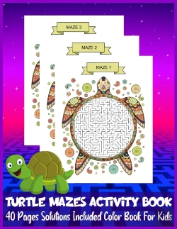 Bertrand.pt - Turtle Mazes Activity Book 40 Pages Solutions Included Color Book For Kids