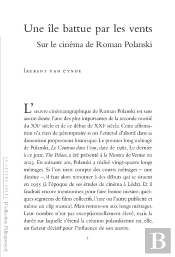 Une Île Battue Par Les Vents : Sur Le Cinéma De Roman Polanski