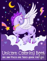 Unicorn Coloring Book Big 200 Pages One Sided Book For Kids