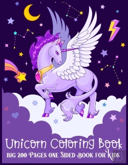 Bertrand.pt - Unicorn Coloring Book Big 200 Pages One Sided Book For Kids