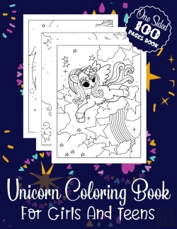 Bertrand.pt - Unicorn Coloring Book For Girls And Teens One Sided 100 Pages Book
