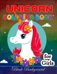 Unicorn Coloring Book For Girls Black Background