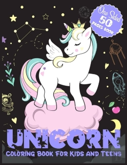 Bertrand.pt - Unicorn Coloring Book For Kids And Teens One Sided 50 Pages Book