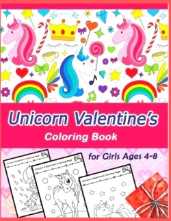 Bertrand.pt - Unicorn Valentine'S Coloring Book For Girls Ages 4-8