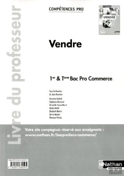 Bertrand.pt - Vendre 1ere/Terminale Bac Pro Commerce (Competences Pro) Livre Du Professeur 2014
