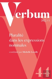 Verbum, 2022/N 1. Pluralite Dans Les Expressions Nominales