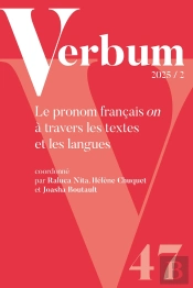 Verbum Tome 2025/2 : Le Pronom Français On À Travers Les Textes Et Les Langues