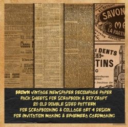 Bertrand.pt - Vintage Newspaper Decoupage Paper Pack Sheets For Scrapbook &Diy Craft 20 Old Double Sided Pattern For Scrapbooking &Collage Art 4 Design For Invitation Making & Ephemera Cardmaking