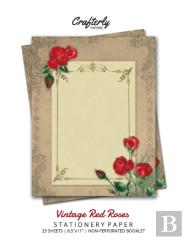 Vintage Red Roses Stationery Paper