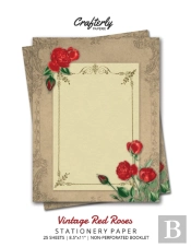 Vintage Red Roses Stationery Paper