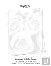 Vintage White Roses Stationery Paper