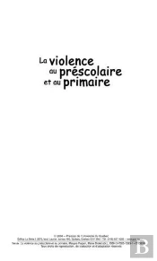 Violence Au Prescolaire Et Au Primaire