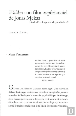 Bertrand.pt - Walden : Un Film Expérienciel De Jonas Mekas ; Étude D'Un Fragment De Paradis Brisé