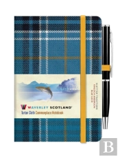 Waverley Blue Loch Tartan Cloth Mini Notebook With Pen