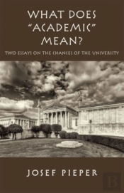 What Does 'Academic' Mean? Â€“ Two Essays On The Chances Of The University Today