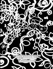 White Flowing Flowers On Black Background Collect Art Prints In A Book