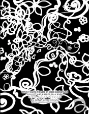 White Flowing Flowers On Black Background Collect Art Prints In A Book